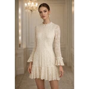 corset lace dress with sleeves Pearl Beaded Corset Mermaid Wedding Dress with Tulle Sleeves 20 / Dress main image 0